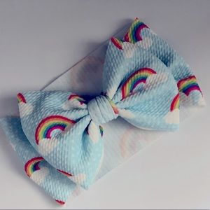 Rainbow baby headband bow